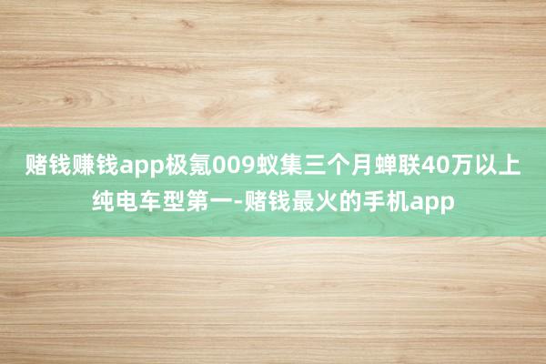 赌钱赚钱app极氪009蚁集三个月蝉联40万以上纯电车型第一-赌钱最火的手机app