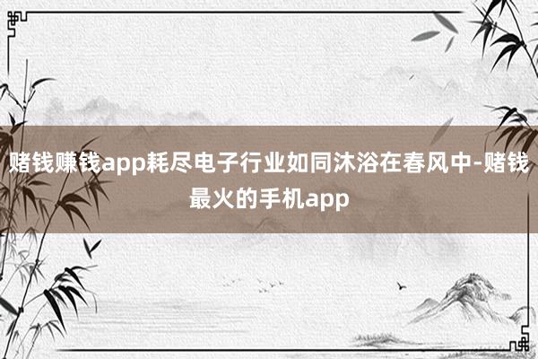 赌钱赚钱app耗尽电子行业如同沐浴在春风中-赌钱最火的手机app