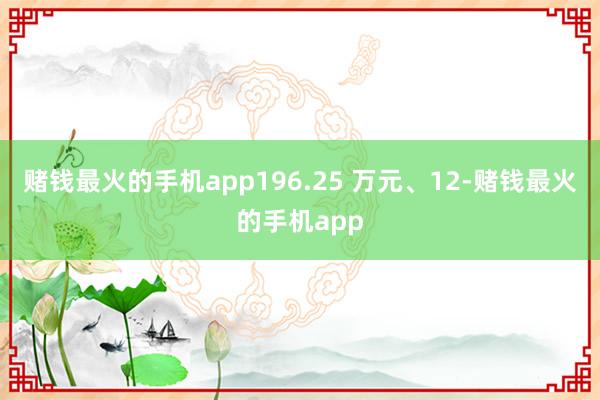 赌钱最火的手机app196.25 万元、12-赌钱最火的手机app